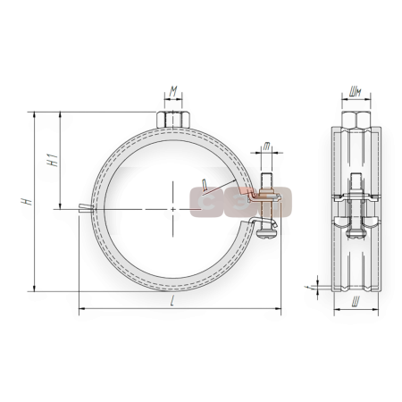 Хомут оцинкованный ТМС КС1 с epdm M8 20-23мм